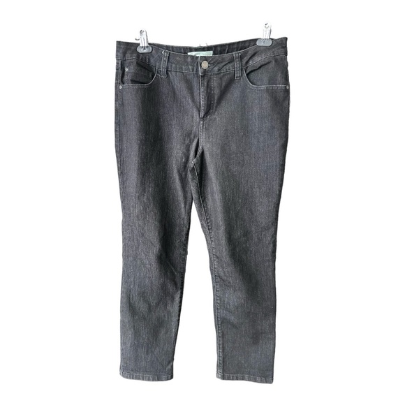 CLEO Petites Black Denim Straight Leg Stretch Jeans Size 12 - Picture 1 of 12